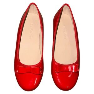 Elephantito Camille Bow Ballerina Flats Girls Size 1 Red Patent Leather Shoes
